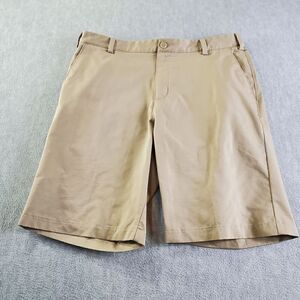 adidas Shorts Mens 34 Tan Chino Golf Performance Logo Outdoor Casual Stretchy